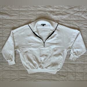 Mavi Icon Streetwear White Half Zip Pull Over Jacket Preppy Tennis Athleisure-XS